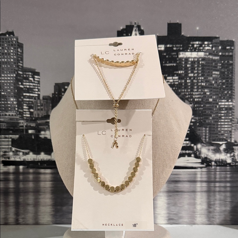 LC Lauren Conrad Gold Necklace & Slider Duo